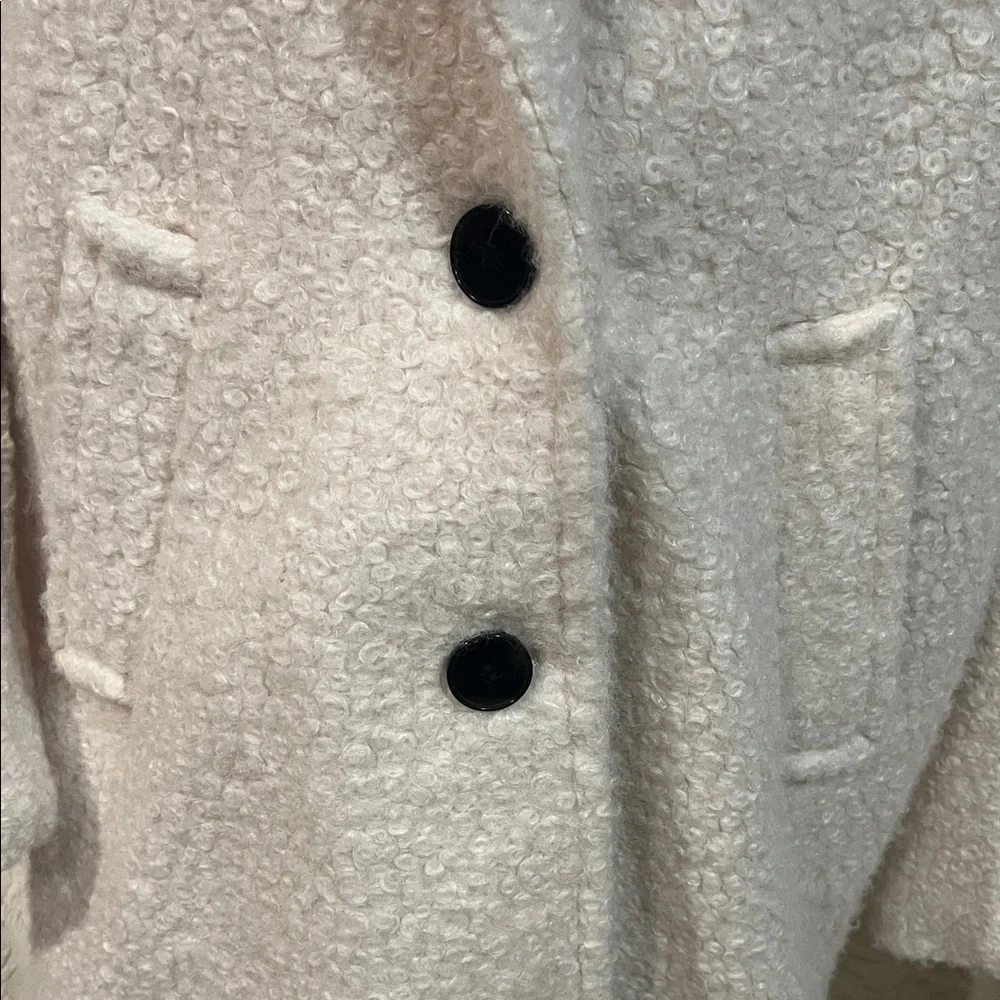 Bershka boucle coat in ecru,‎ size medium